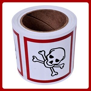 Skull Crossbones Poison Warning Labels Stickers Roll Hazard Symbol Safety Decals